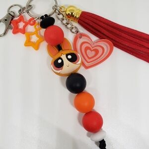 Handmade Silicone Focal Beaded Blossom Powerpuff Girls Keychain